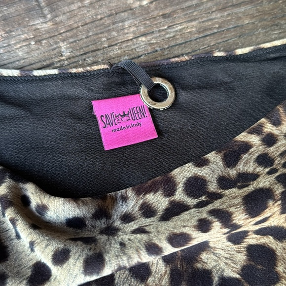 Save the Queen leopard print mixed media long sleeved dress EUC size Small - Picture 8 of 13